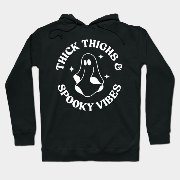 Retro, cute halloween ghost.Thick Thighs & Spooky Vibes. Hoodie by ThirdEyeDesign